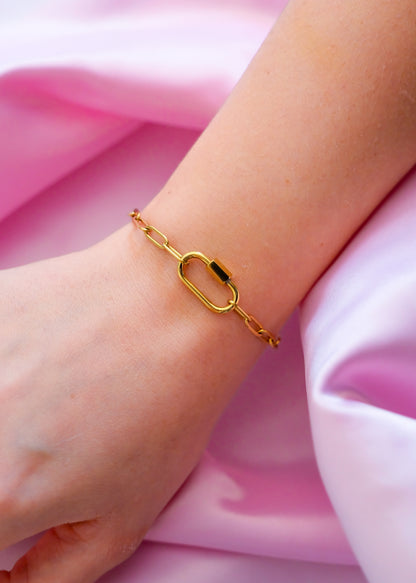 Gold carabiner bracelet in 304 stainless steel