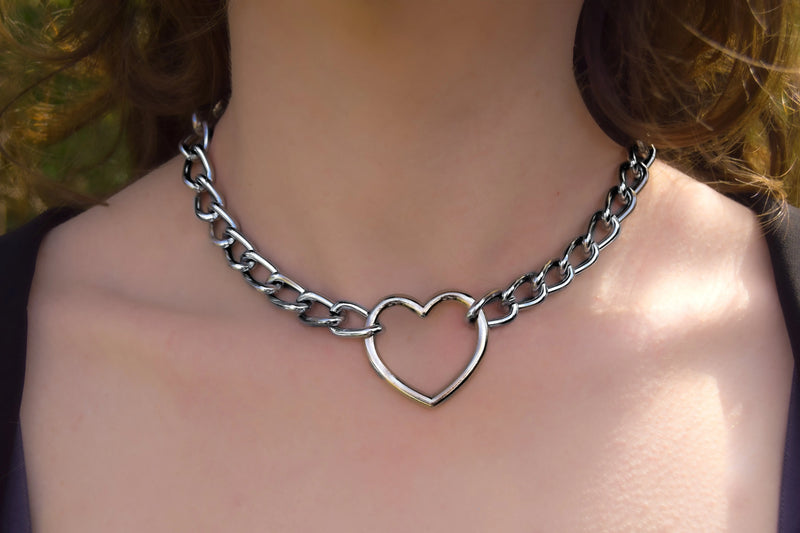Heart O ring chain choker necklace Leftbians