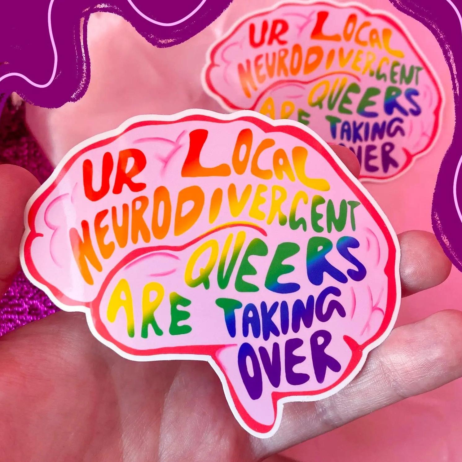 Neurodivergent queer sticker, ADHD and Autism funny original design sticker Leftbians