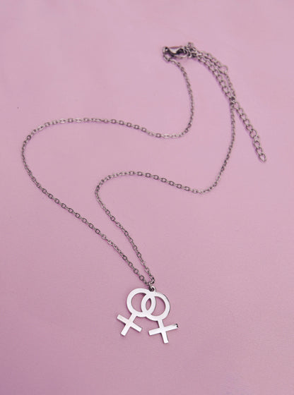 Double venus symbol necklace in 304 stainless steel Leftbians