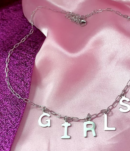 GIRLS lettering necklace, 100% stainless steel