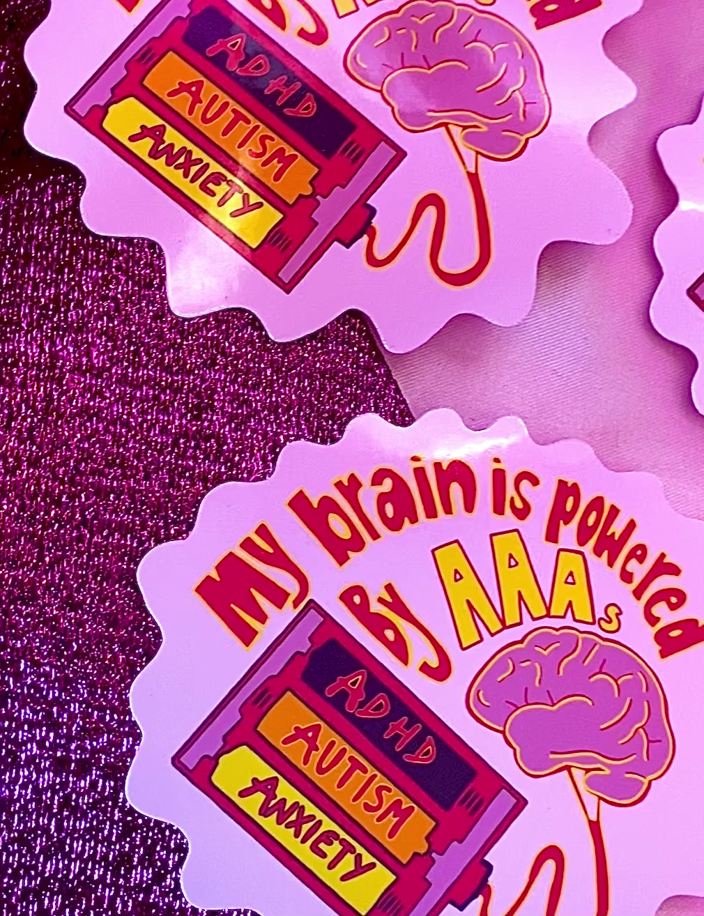 My brain is powered by ADHD, Autism and Anxiety, funny neurodivergent sticker
