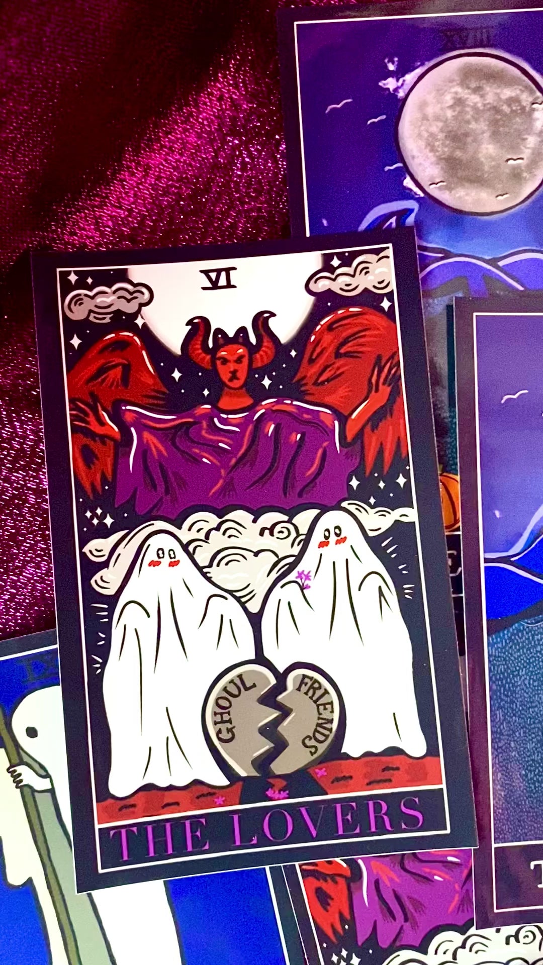 The Lovers tarot card sticker, Ghoul friends
