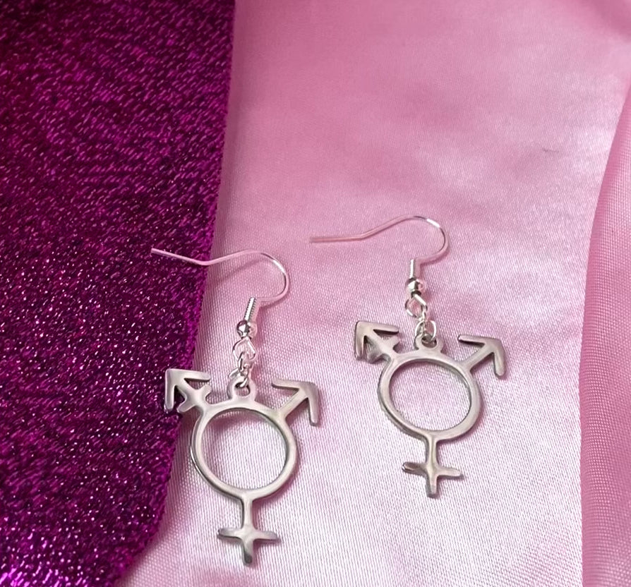 Transgender symbol stainless steel earrings