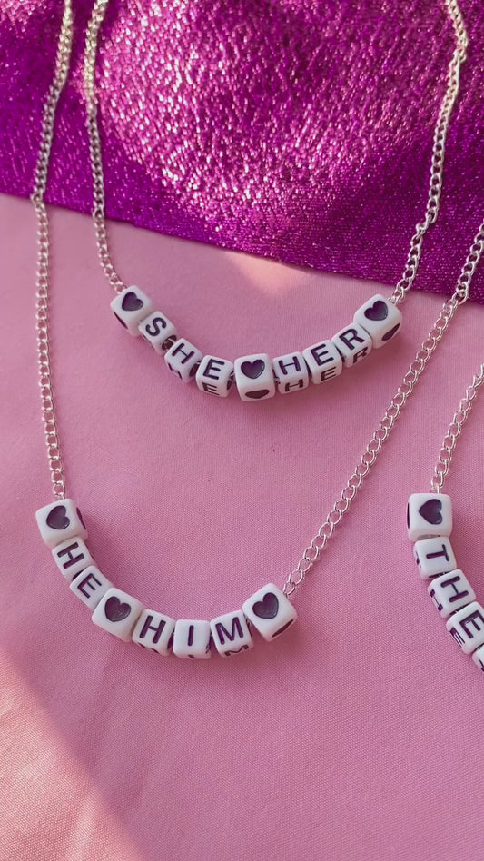 Pronoun letter bead necklace