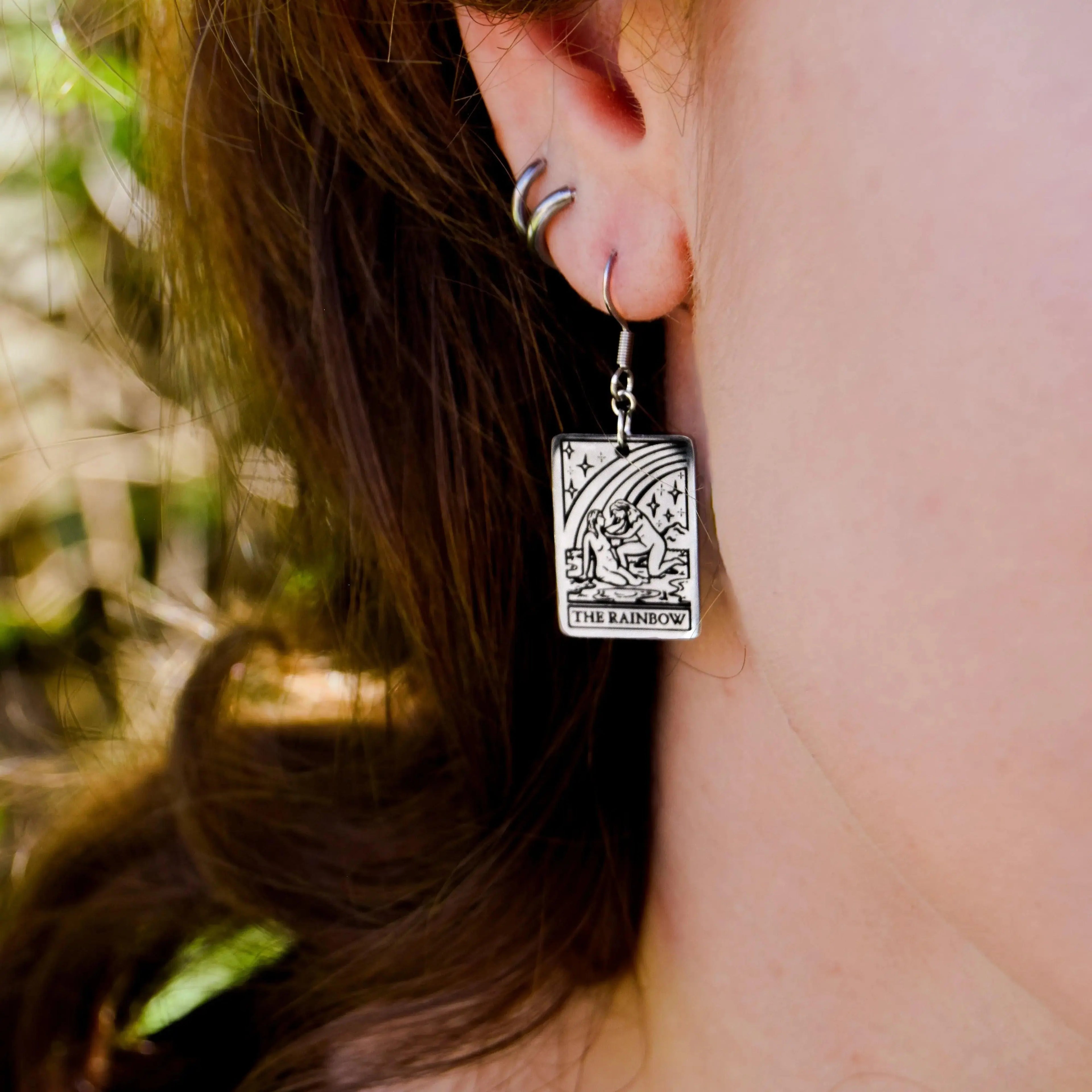 The Rainbow Tarot Card Stainless Steel Earrings Leftbians