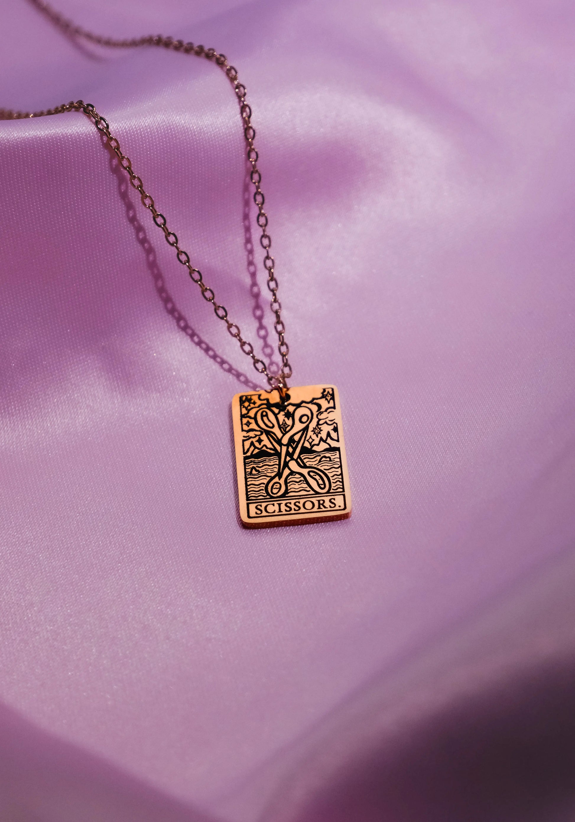The Scissors Tarot Card Rose Gold Stainless Steel Necklace Leftbians