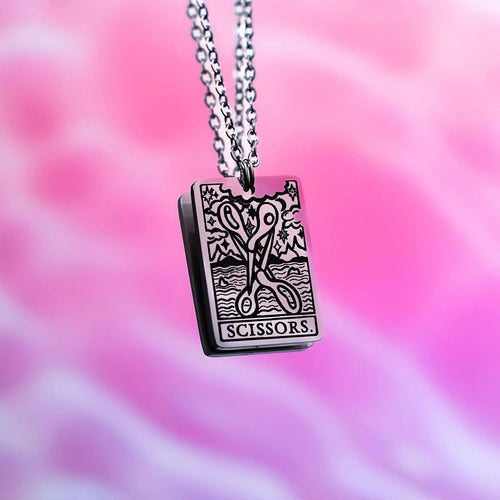 The Scissors Tarot Card Stainless Steel Necklace Leftbians