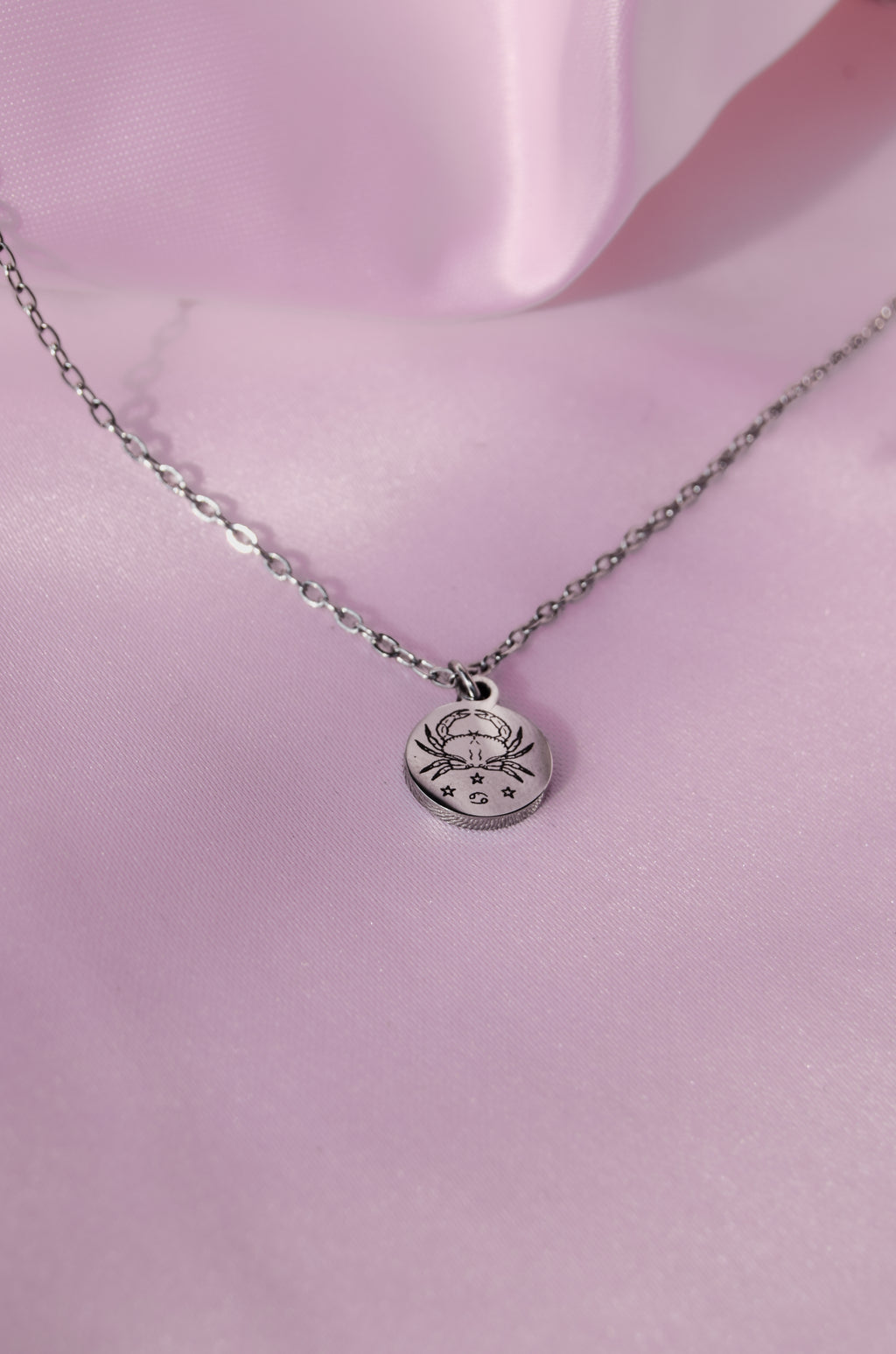 Star Sign Engraved Charm Necklace in 304 Stainless Steel