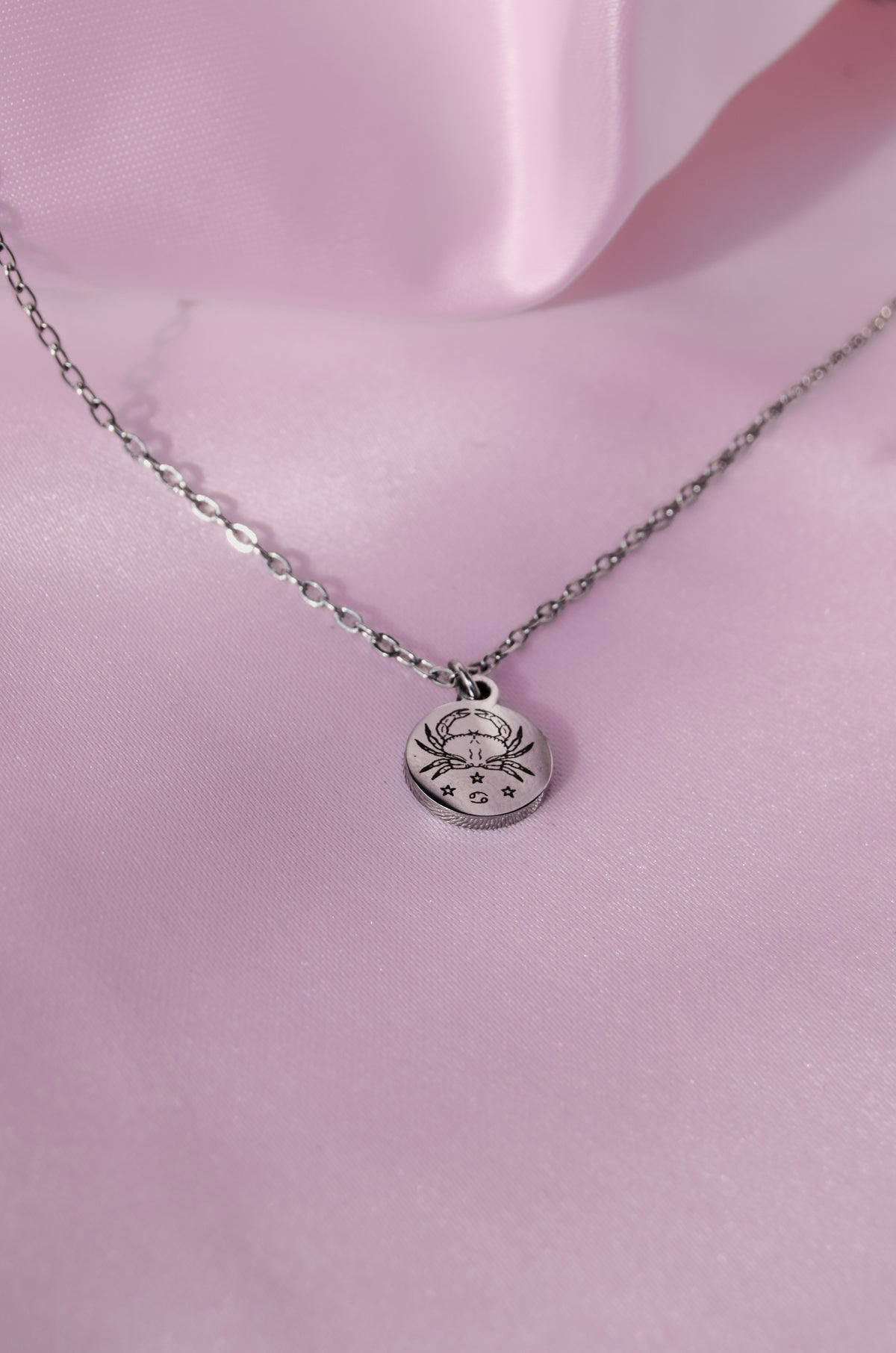 Star Sign Engraved Charm Necklace in 304 Stainless Steel