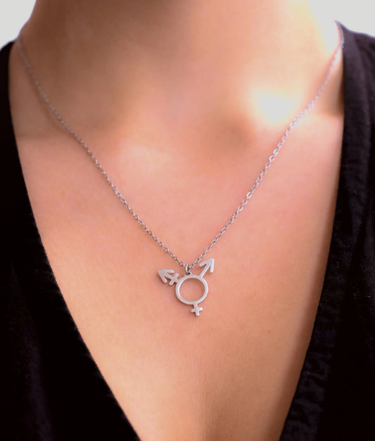 Transgender symbol necklace, 304 stainless steel Leftbians