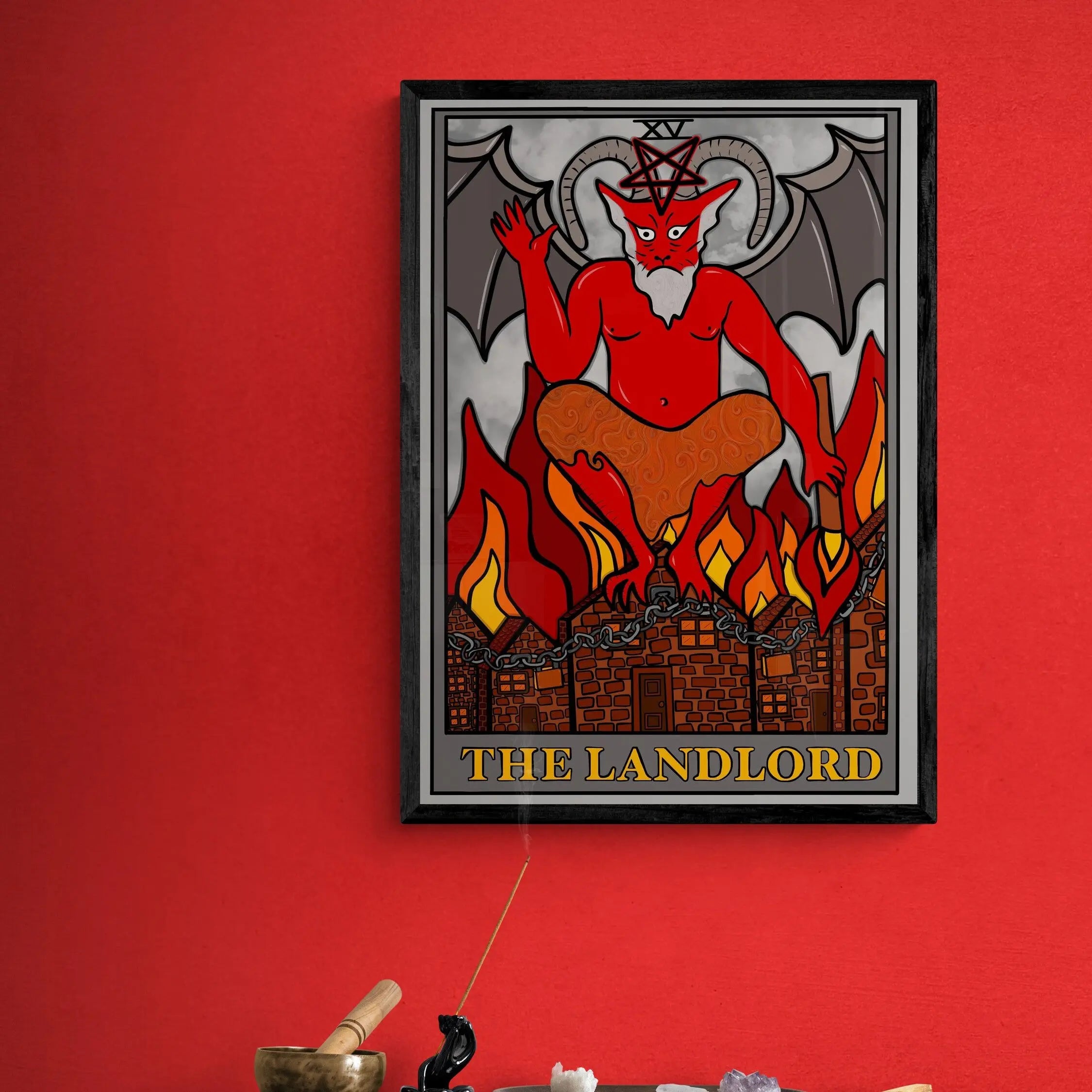 The landlord, The Devil inspired tarot card art print Leftbians