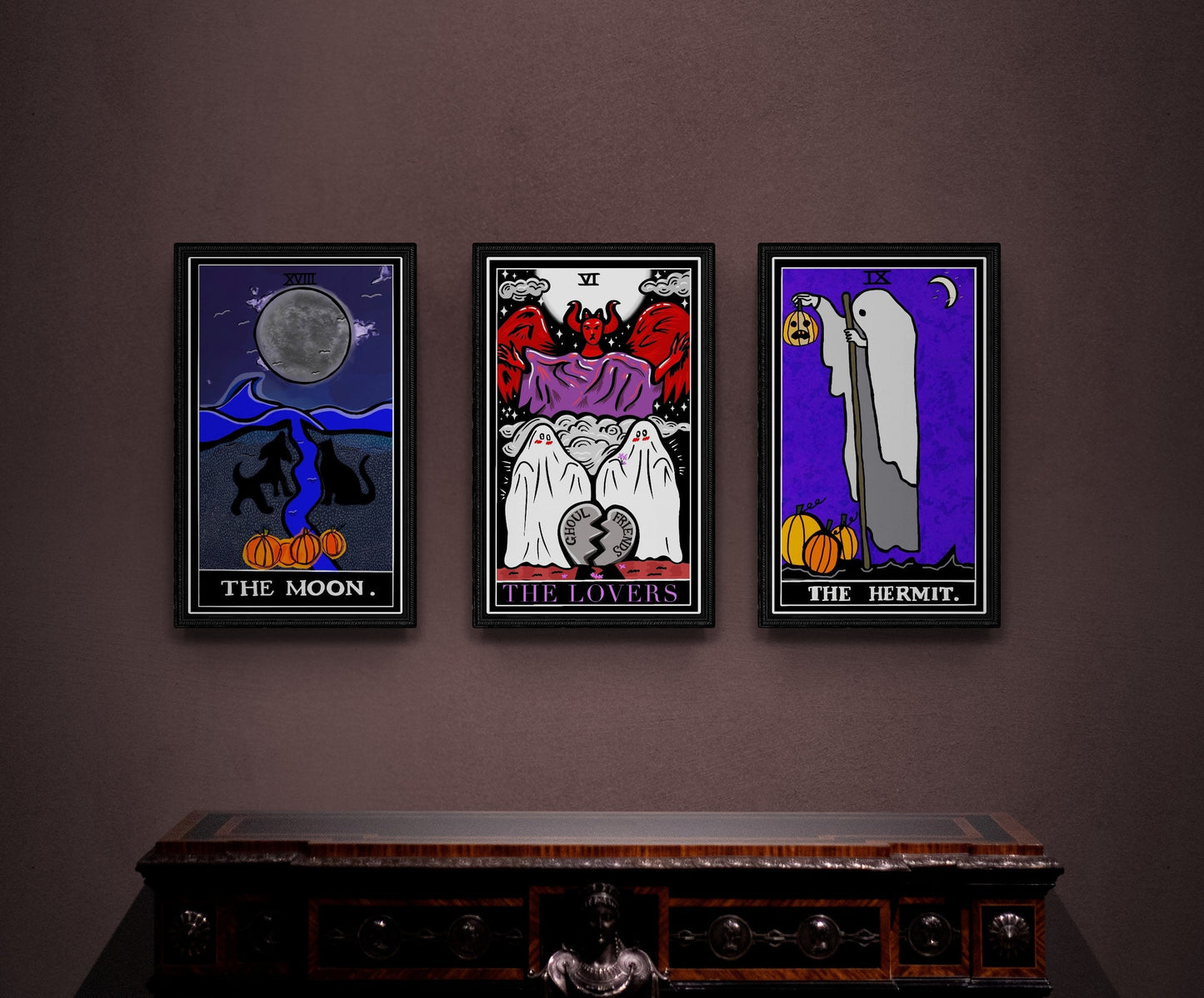 The lovers halloween tarot card wall art