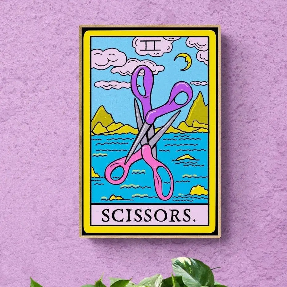 Scissor tarot card art print, lesbian pride wall art Leftbians
