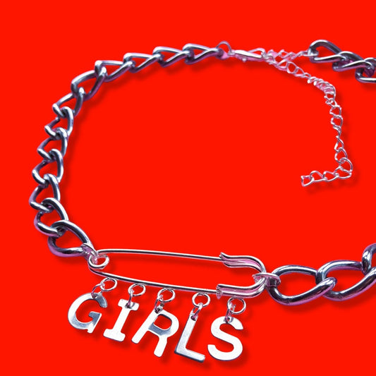 Girls kilt pin chunky chain choker necklace