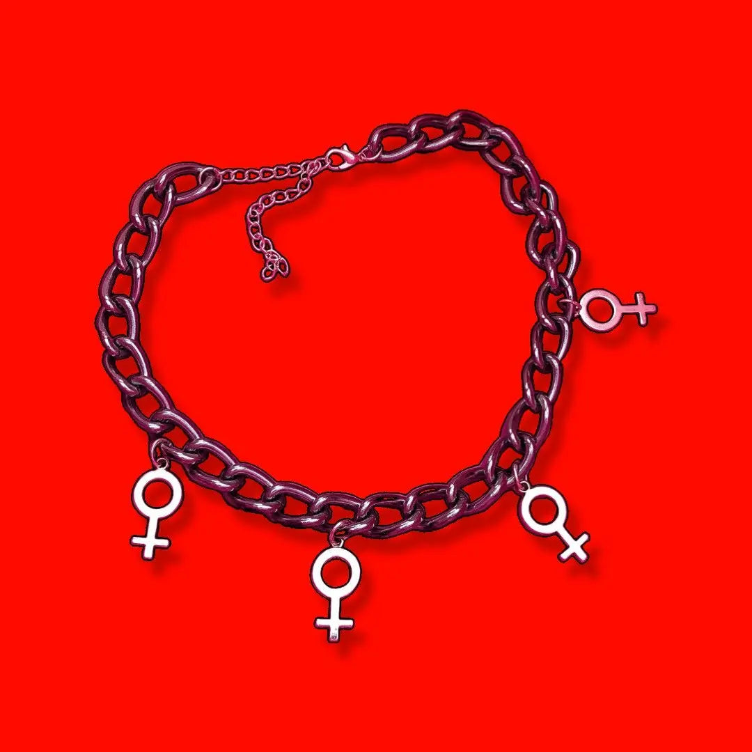 Multiple large Venus symbol charm chunky choker necklace Leftbians