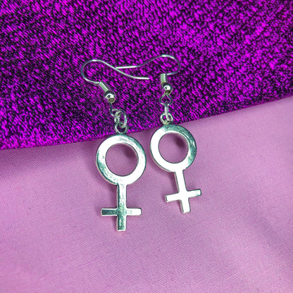 Silver Venus symbol charm earrings