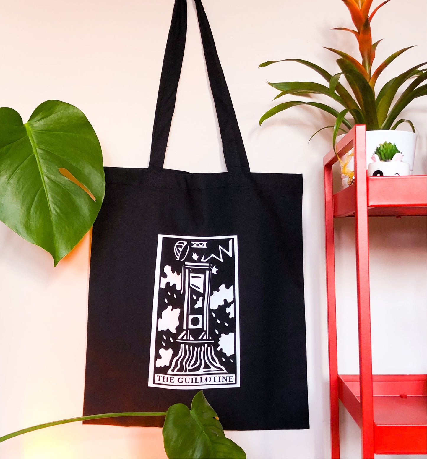 The Guillotine tarot card black tote bag