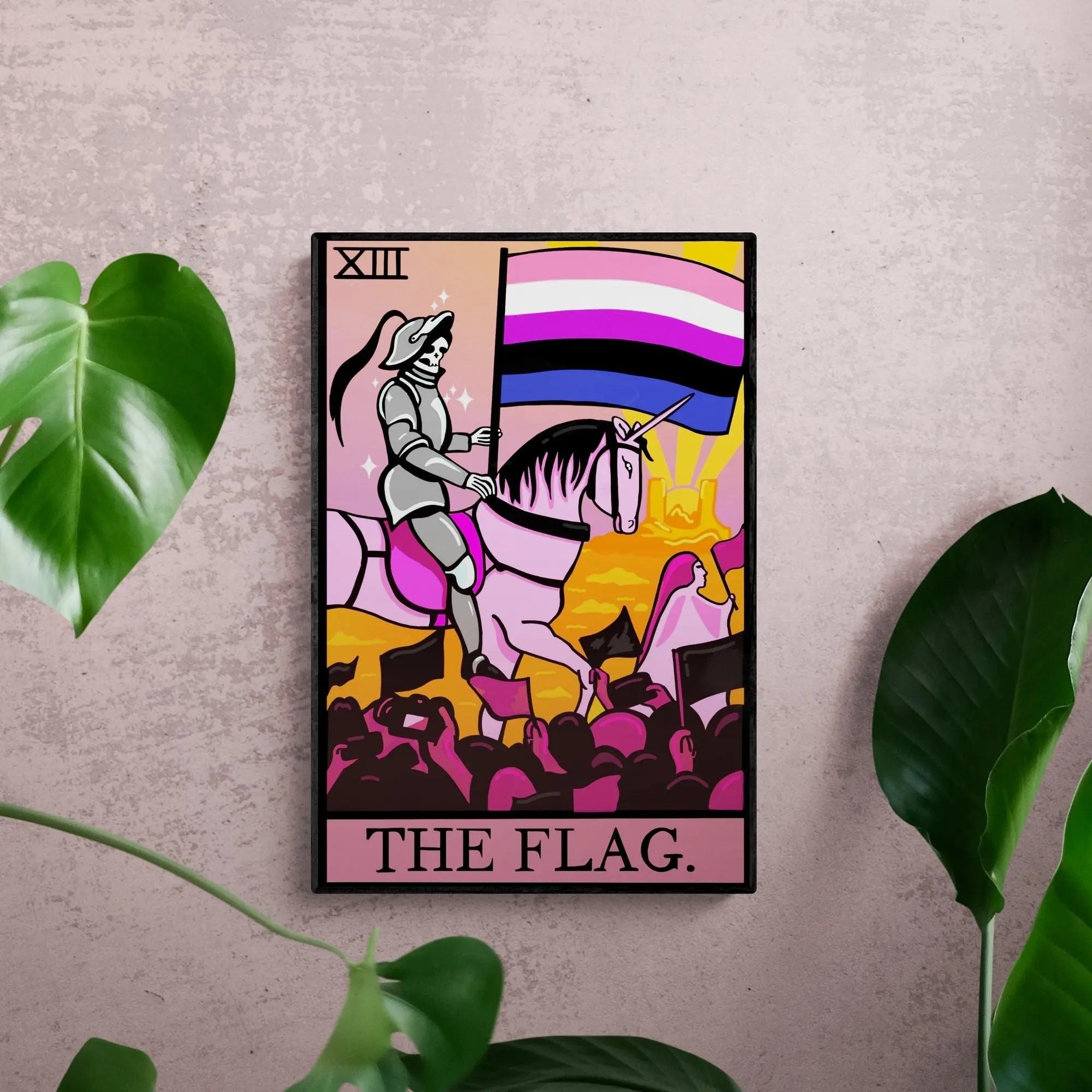 Genderfluid pride flag tarot card wall art Leftbians