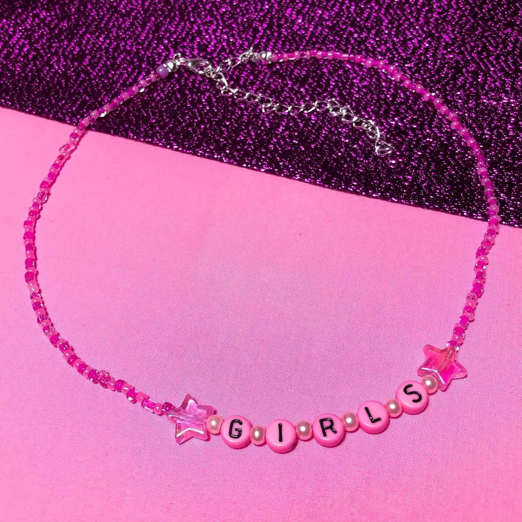 Pink Girls beaded necklace Leftbians