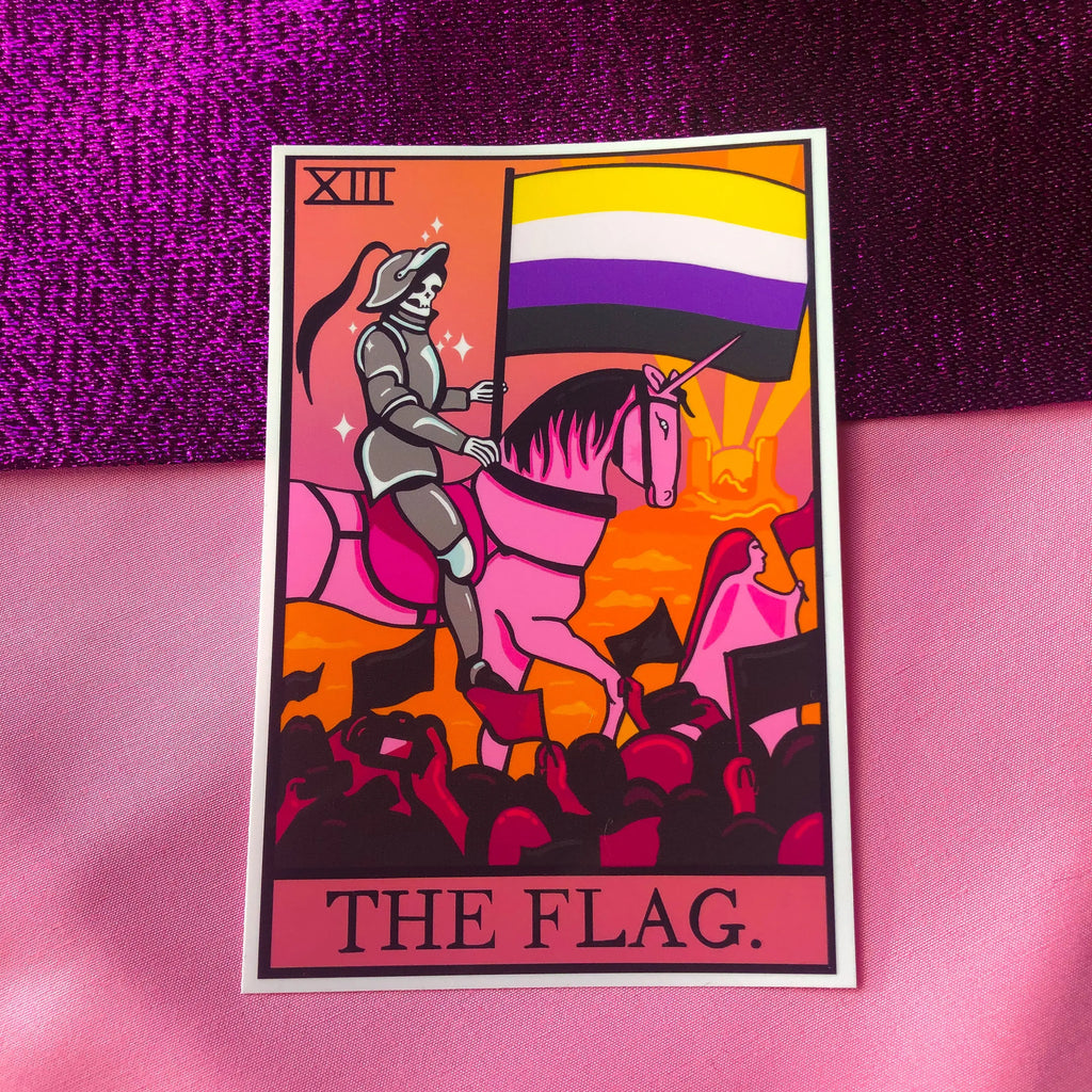 Non binary pride flag tarot card sticker Leftbians