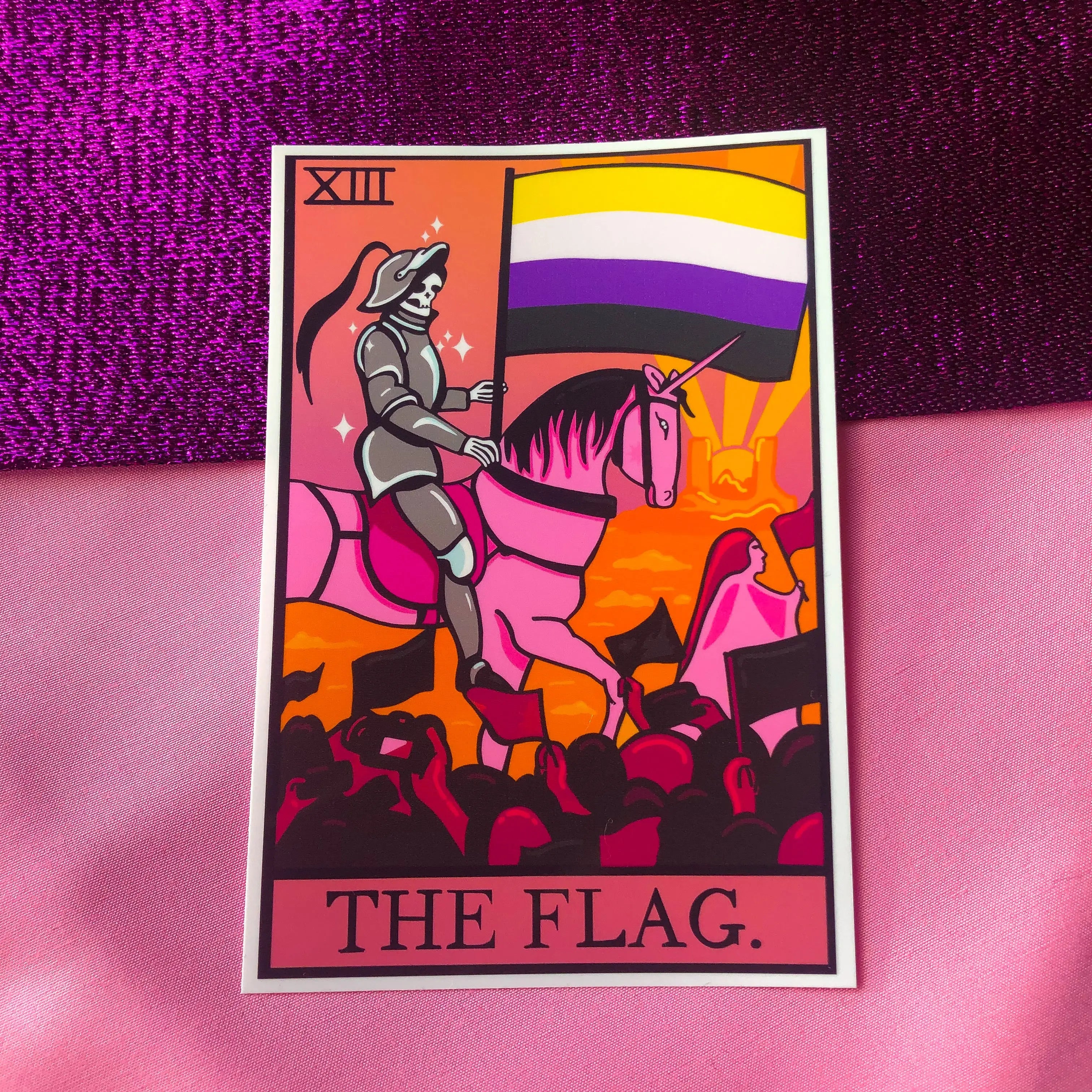 Non binary pride flag tarot card sticker Leftbians