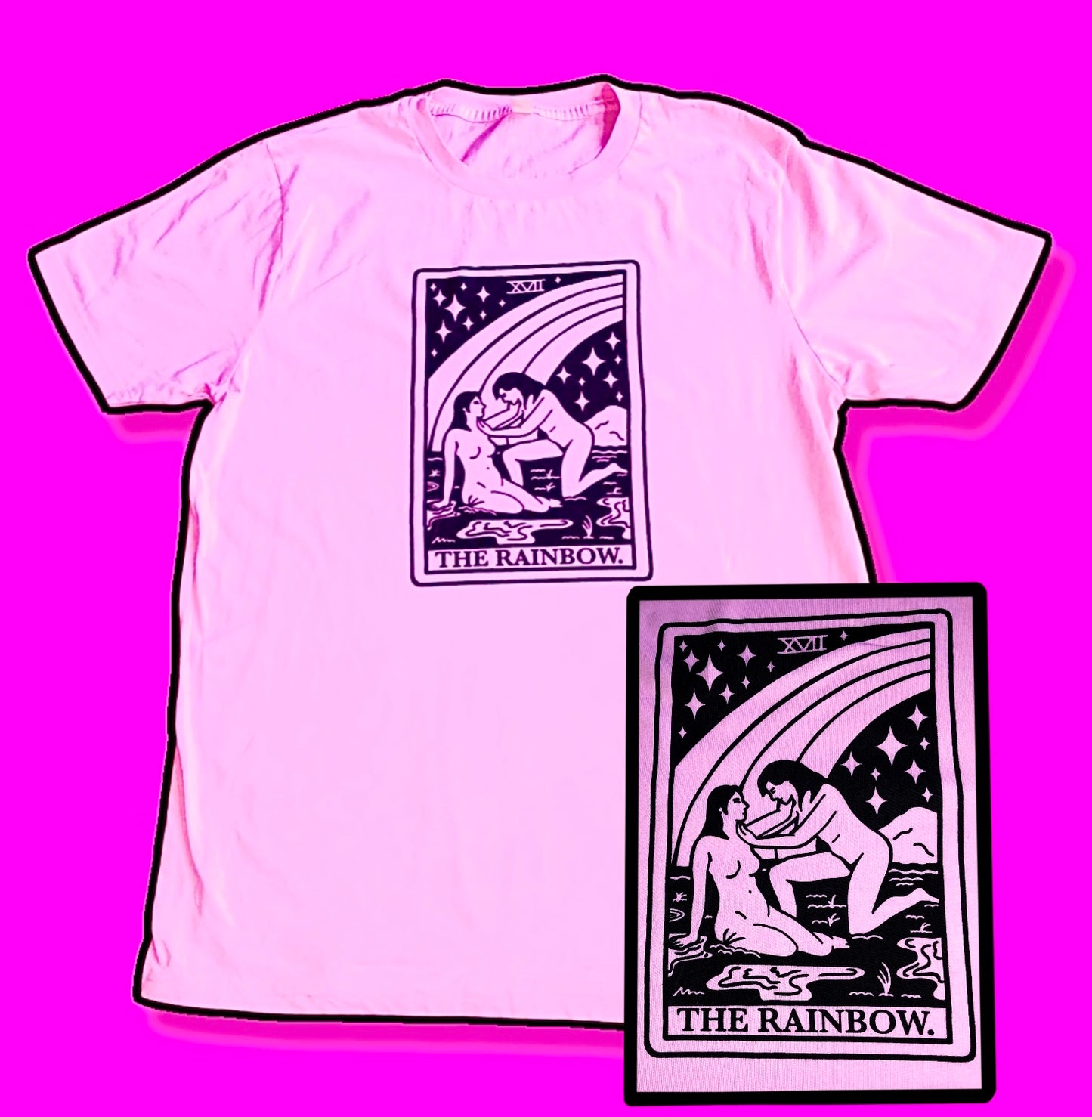 The Rainbow Tarot card Pink T-shirt