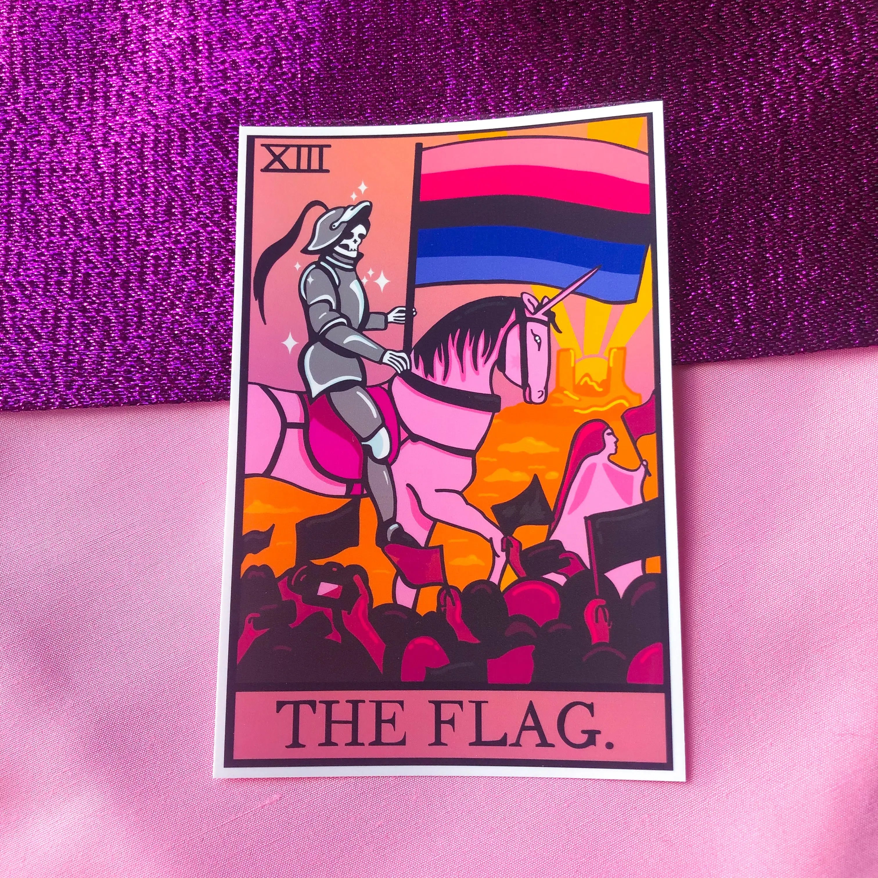 Omnisexual pride flag tarot card sticker Leftbians