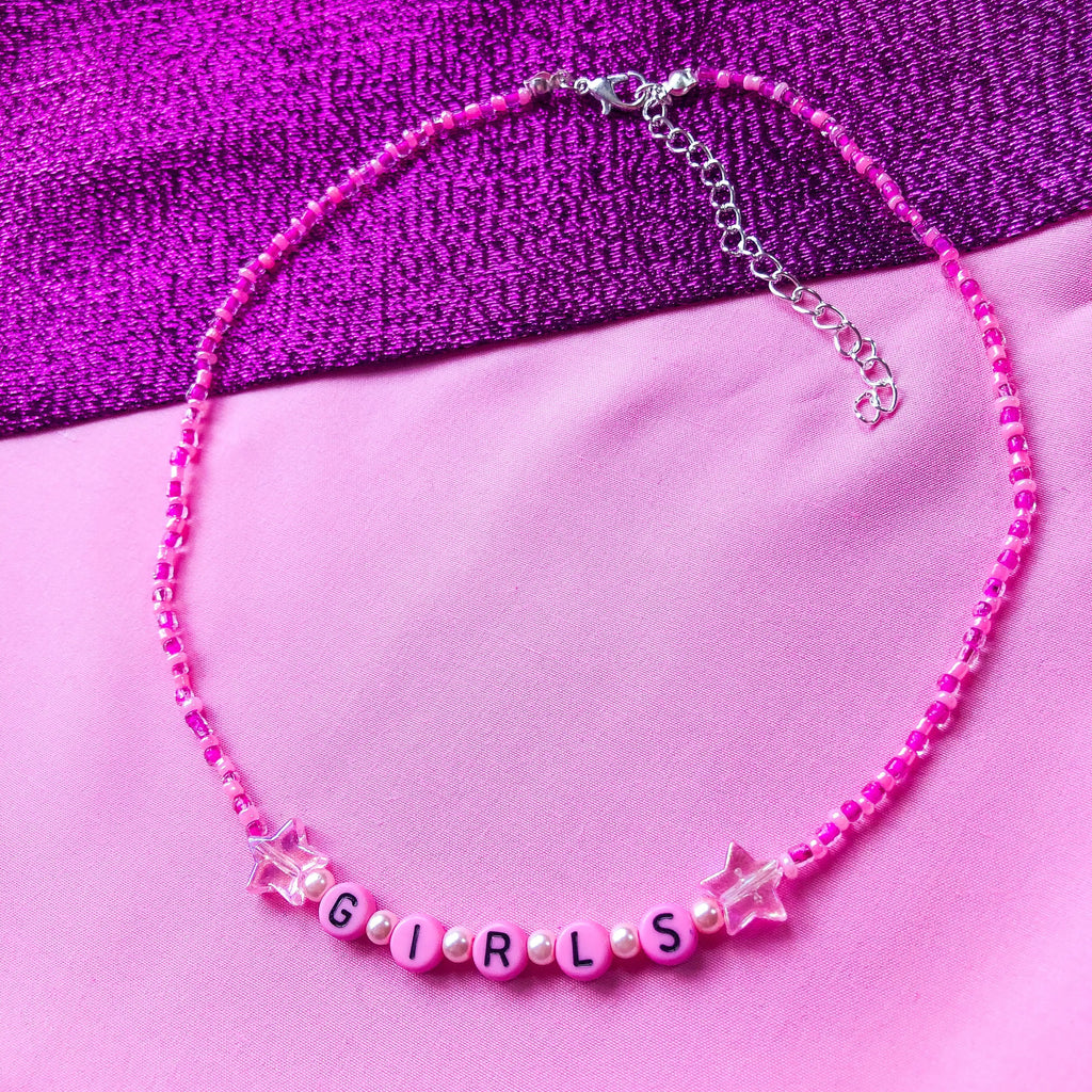 Pink Girls beaded necklace Leftbians