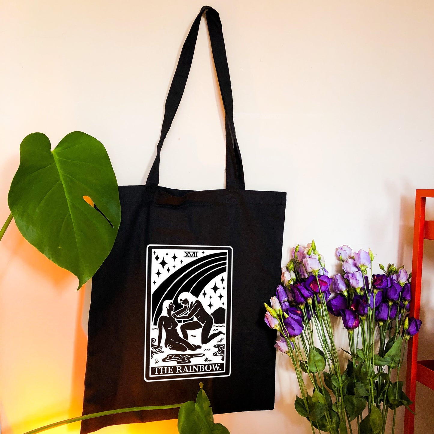 The rainbow tarot card black tote bag