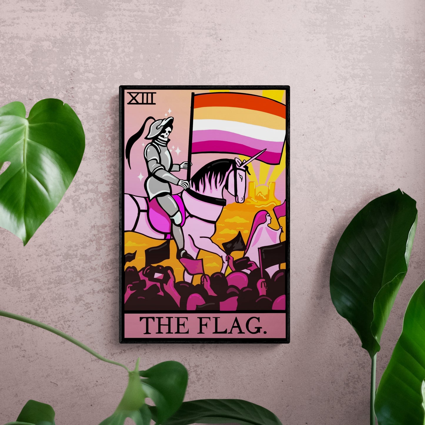 Lesbian pride flag tarot card wall art