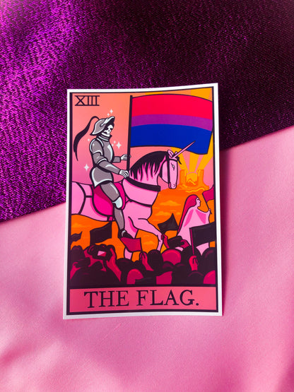 Bisexual pride flag tarot card sticker.