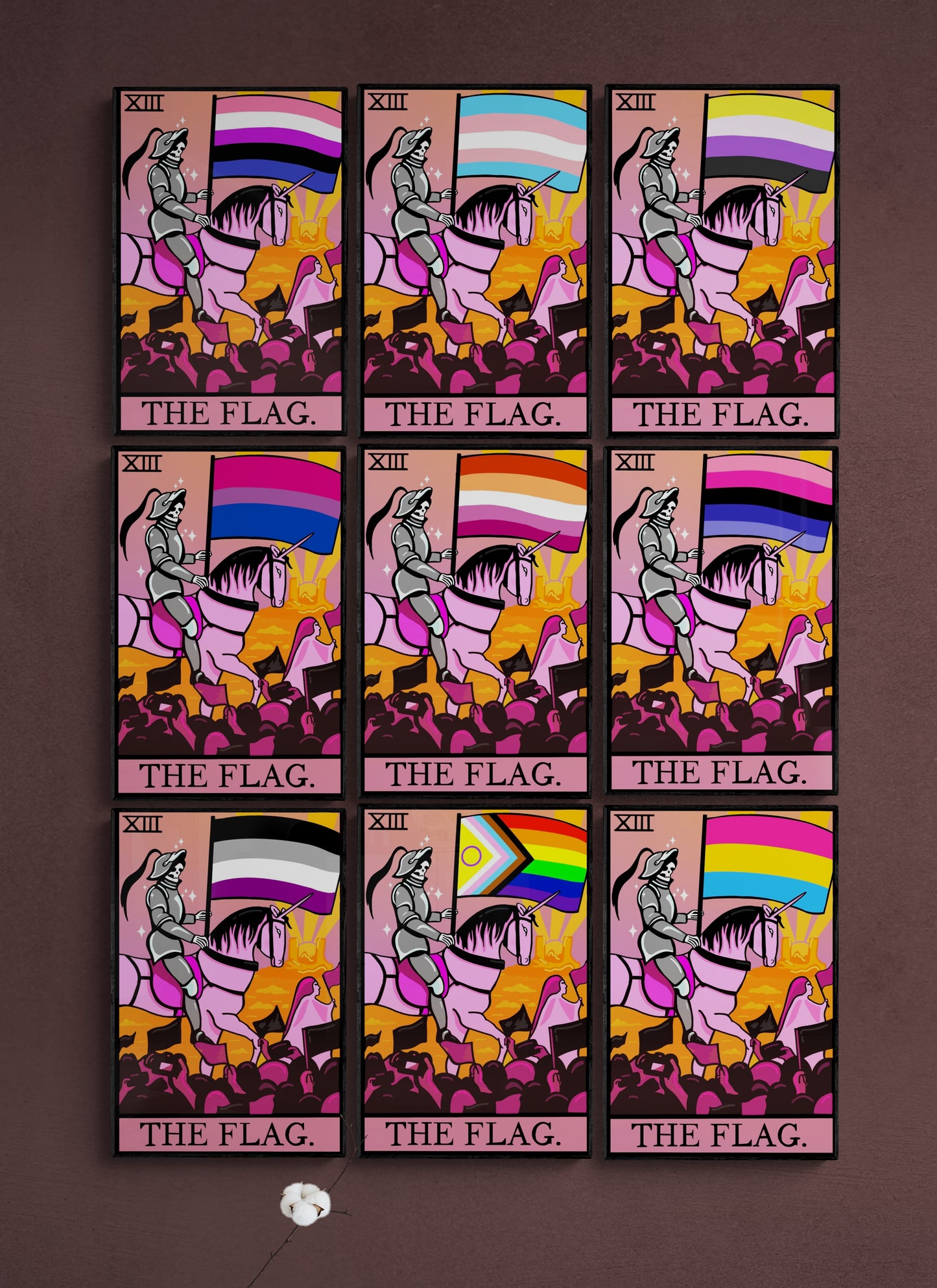 Genderfluid pride flag tarot card wall art