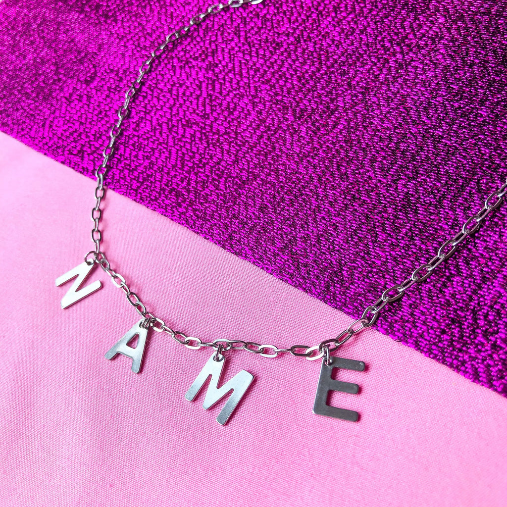 Custom personalised NAME or WORD necklace, 100% stainless steel Leftbians