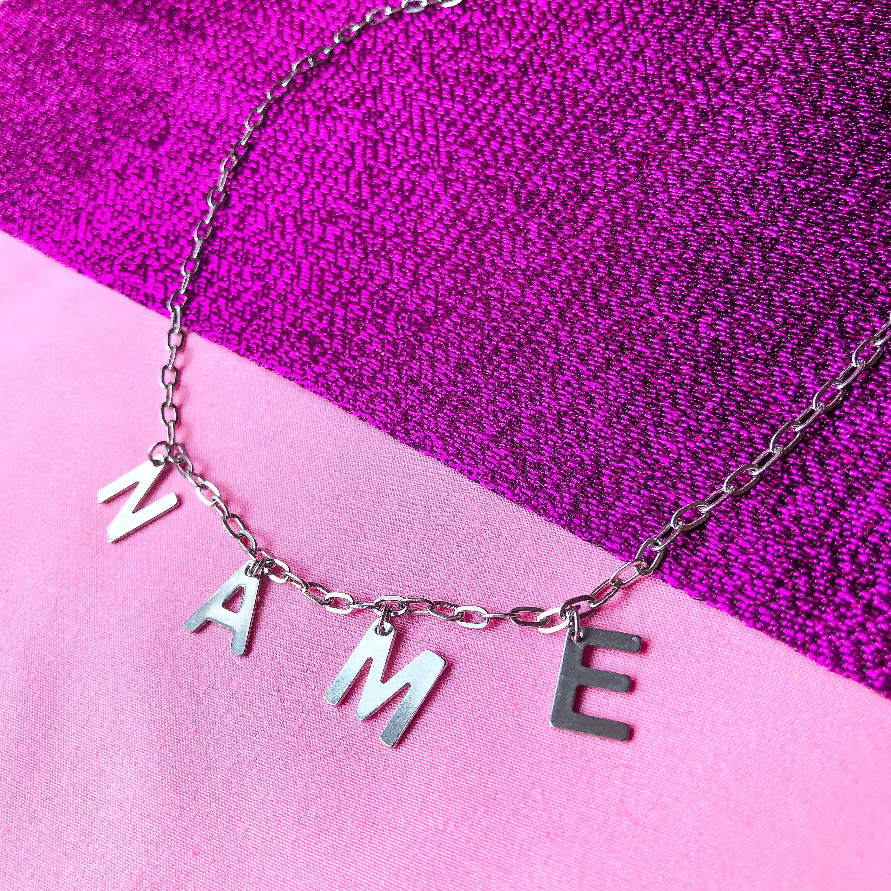 Custom personalised NAME or WORD necklace, 100% stainless steel Leftbians