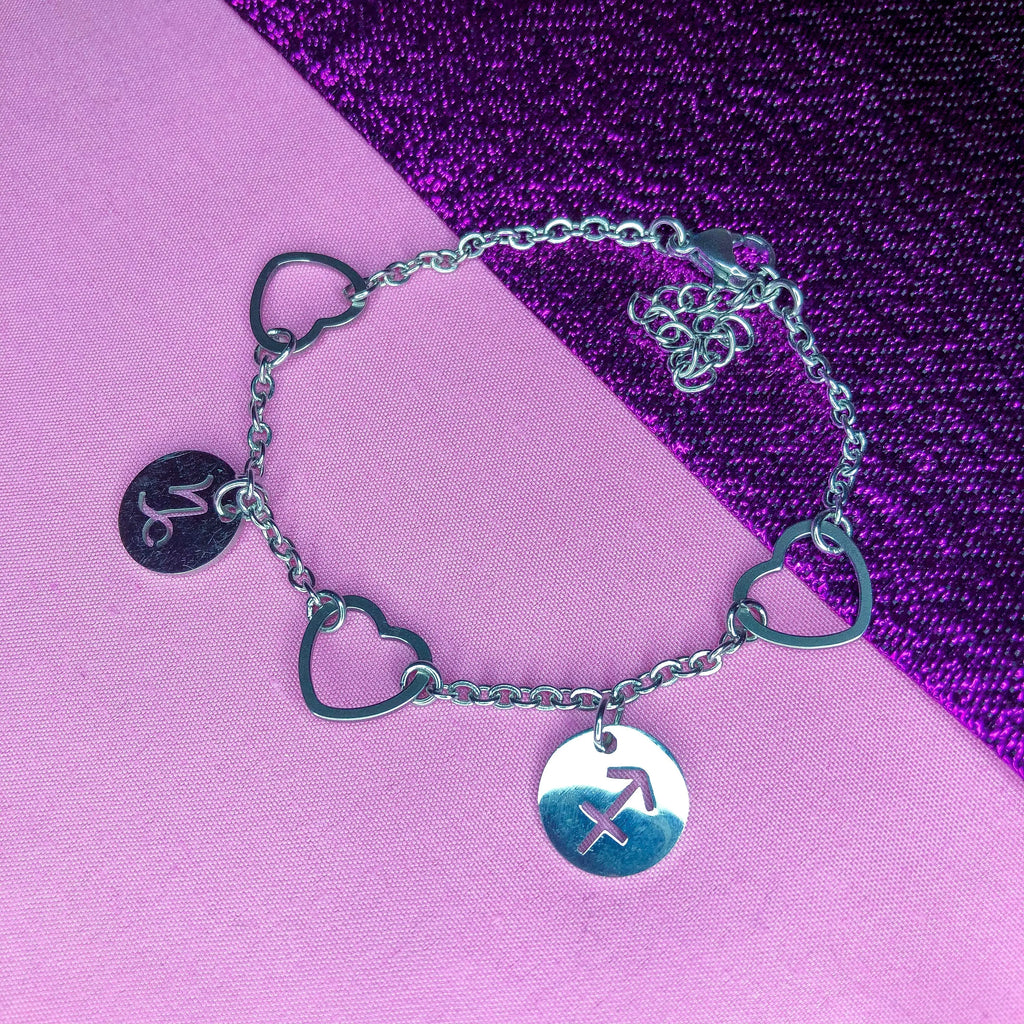 Astrology couples bracelet and necklace set Leftbians