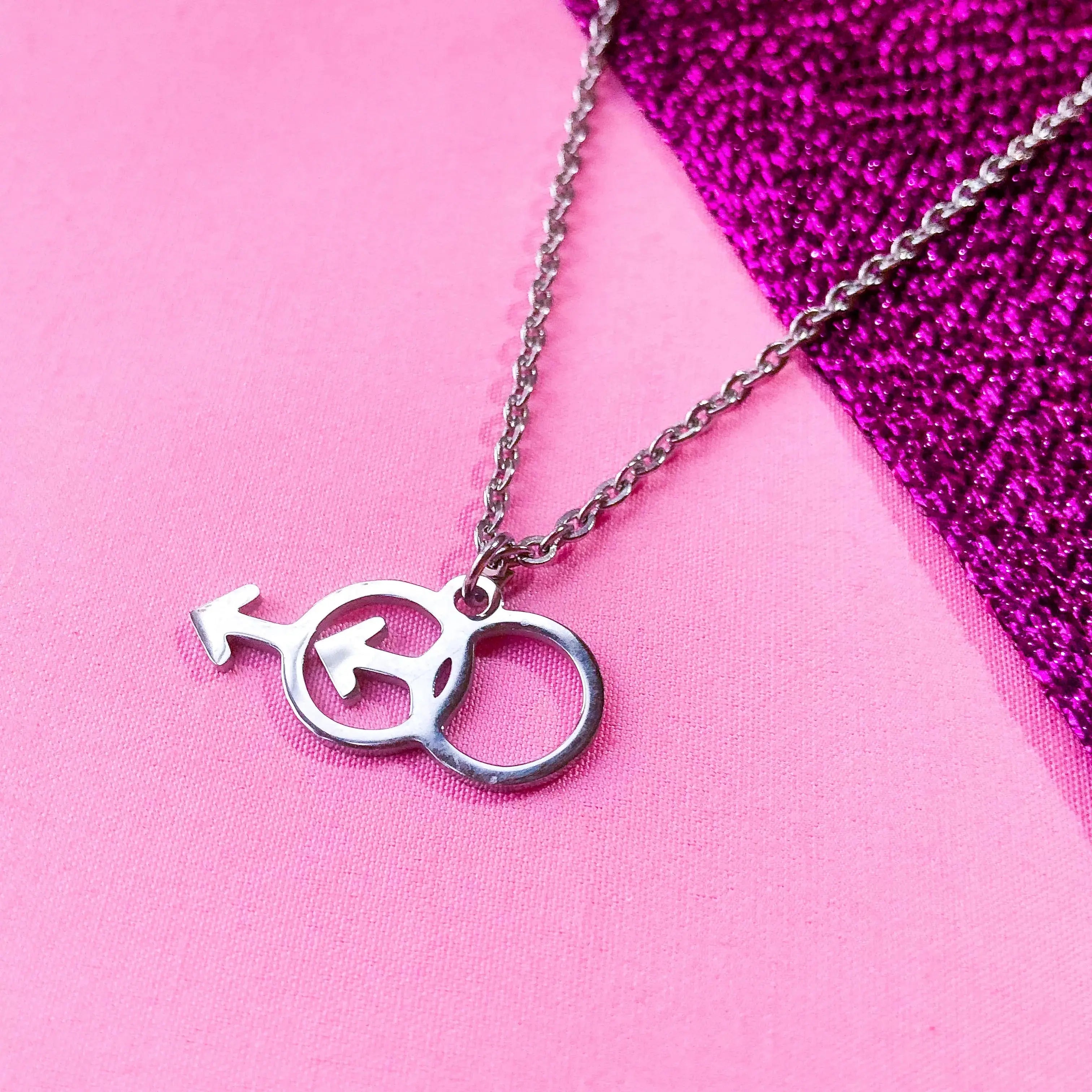 Double Mars symbol stainless steel necklace Leftbians