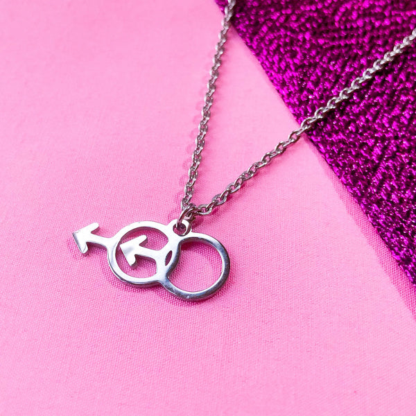 Double Mars symbol stainless steel necklace Leftbians