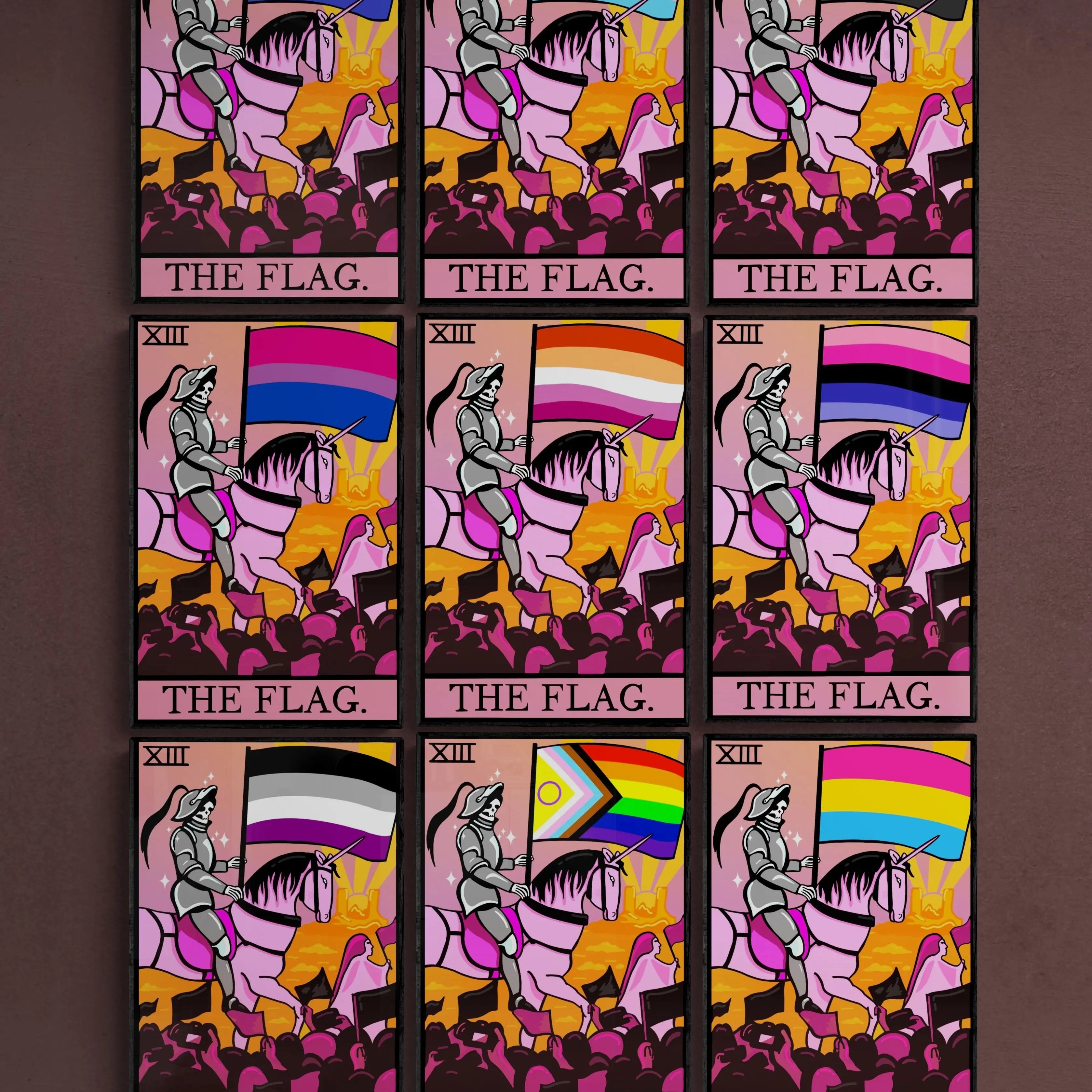 Pansexual pride flag tarot card wall art Leftbians