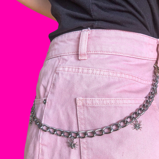 Jean chain with multiple spider charms