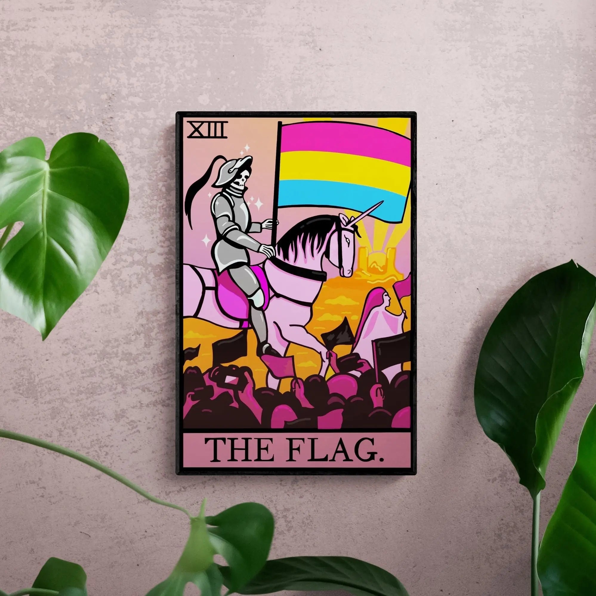 Pansexual pride flag tarot card wall art Leftbians